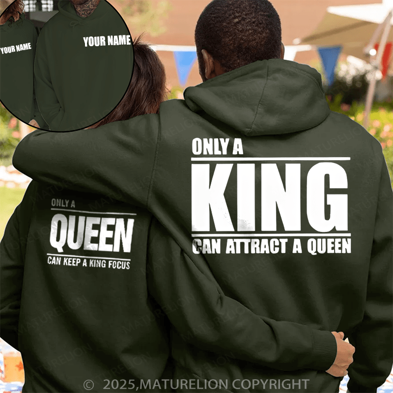 Maturelion Only A Queen Can Keep A King Focus & Only A King Can Keep A Queen Focus Couple Hoodie