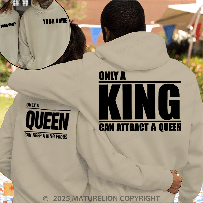 Maturelion Only A Queen Can Keep A King Focus & Only A King Can Keep A Queen Focus Couple Hoodie