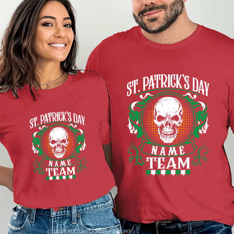 Maturelion Personalized Name Shirts ST. Patrick's Day Smith Team Couple T-shirt