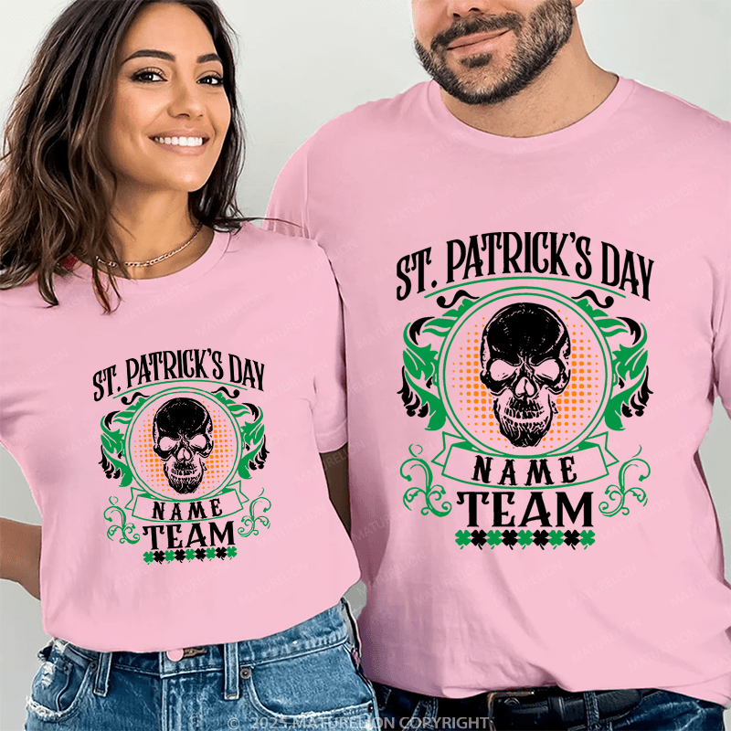 Maturelion Personalized Name Shirts ST. Patrick's Day Smith Team Couple T-shirt