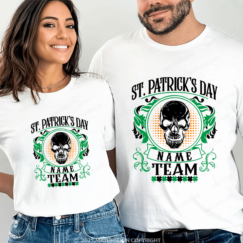 Maturelion Personalized Name Shirts ST. Patrick's Day Smith Team Couple T-shirt