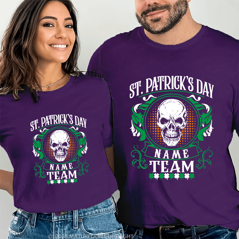 Maturelion Personalized Name Shirts ST. Patrick's Day Smith Team Couple T-shirt