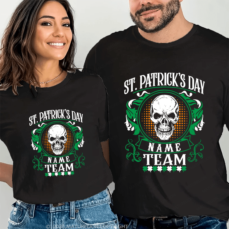 Maturelion Personalized Name Shirts ST. Patrick's Day Smith Team Couple T-shirt