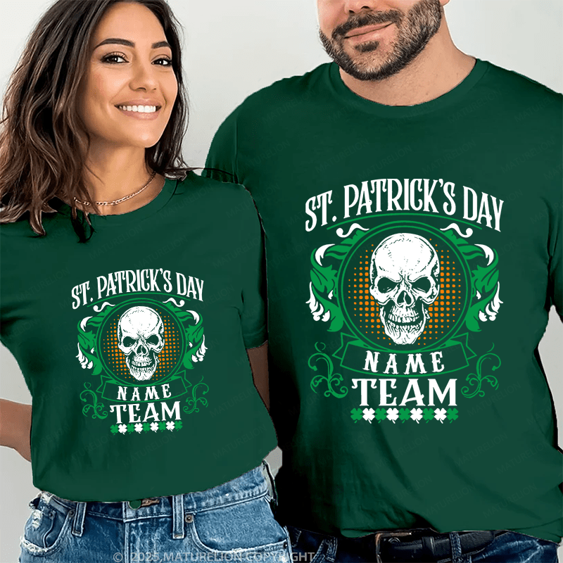 Maturelion Personalized Name Shirts ST. Patrick's Day Smith Team Couple T-shirt