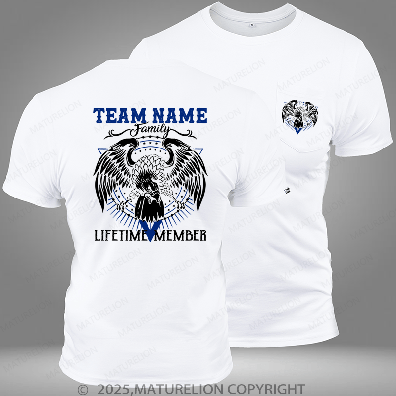 Maturelion Personalized Name Shirts Team Smith Life Time Member Custom Pocket T-Shirt