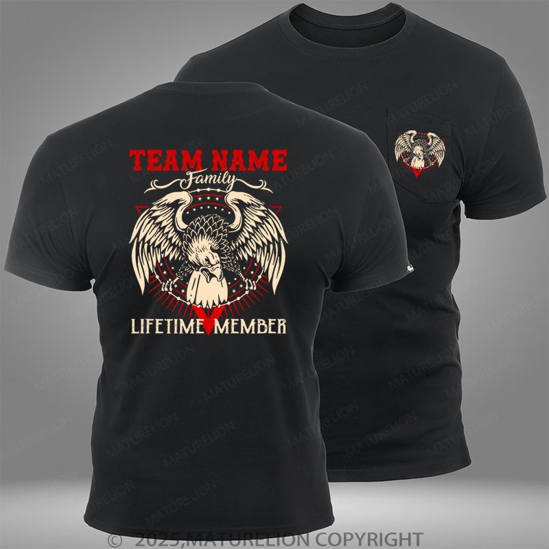 Maturelion Personalized Name Shirts Team Smith Life Time Member Custom Pocket T-Shirt