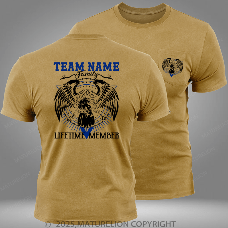 Maturelion Personalized Name Shirts Team Smith Life Time Member Custom Pocket T-Shirt