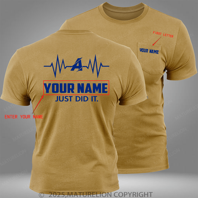 Maturelion Personalized Shirt Just Did It Personalized Last Name Custom Pocket T-Shirt