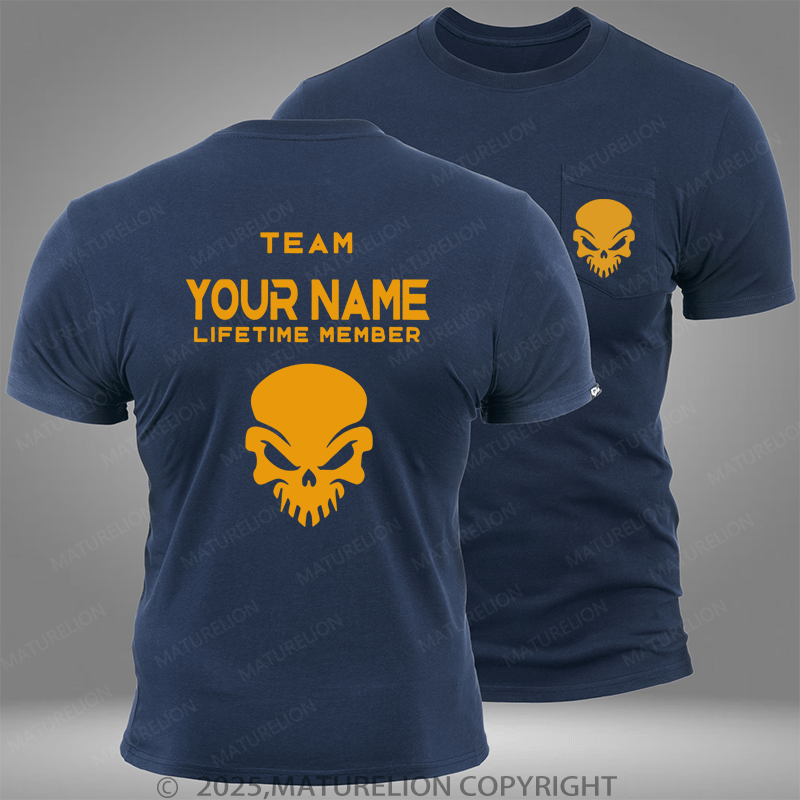 Maturelion Personalized Your Name Team Last Name Lifetime Member Custom Pocket T-Shirt