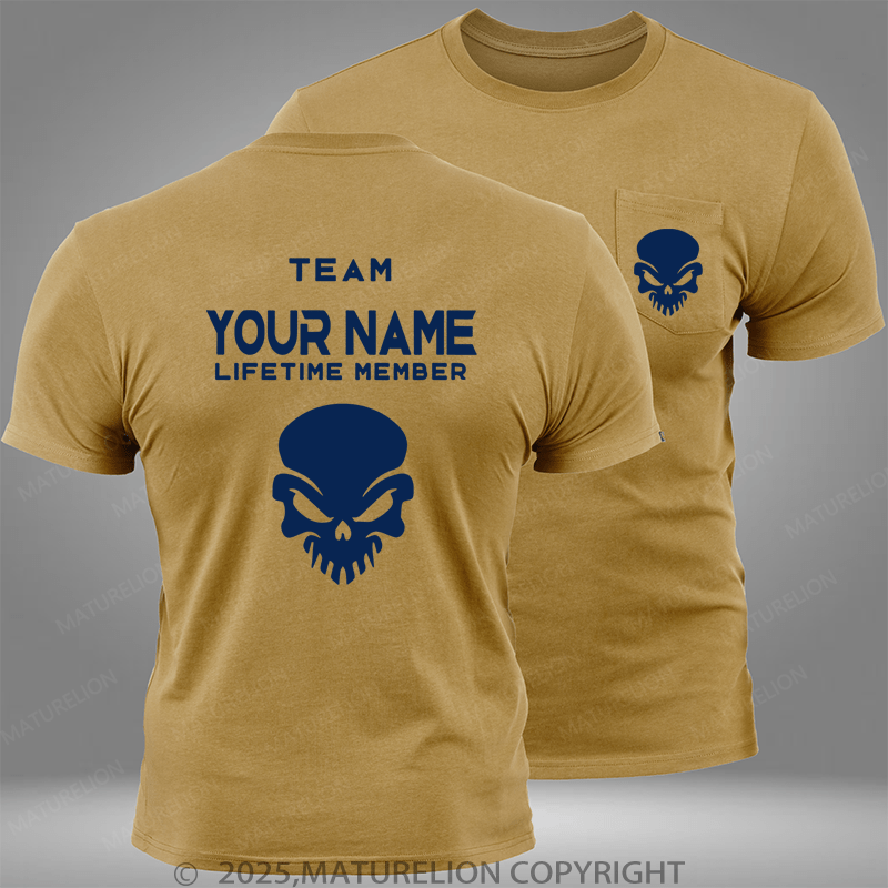 Maturelion Personalized Your Name Team Last Name Lifetime Member Custom Pocket T-Shirt