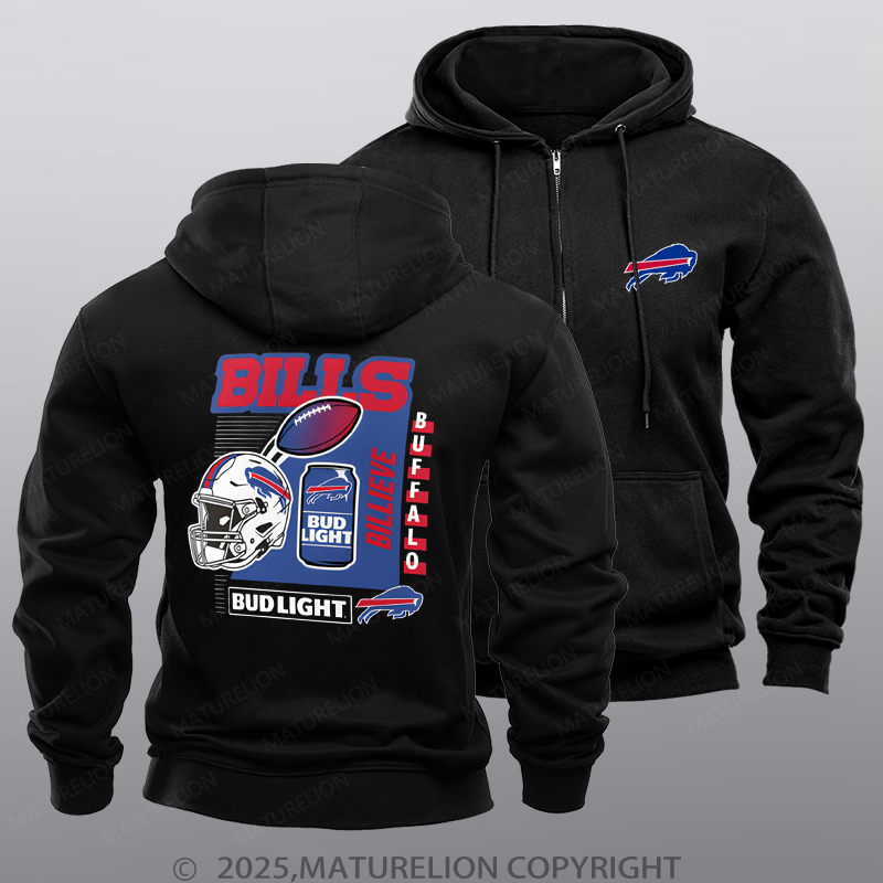 Maturelion Philadelphia Eagles/Wa Commanders/Bills Black Bud Light Pullover Nfl Zipper Hoodie