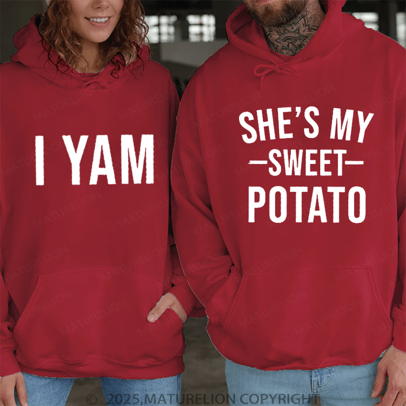 Maturelion She's My Sweet Potato & I Yam Couple Hoodie