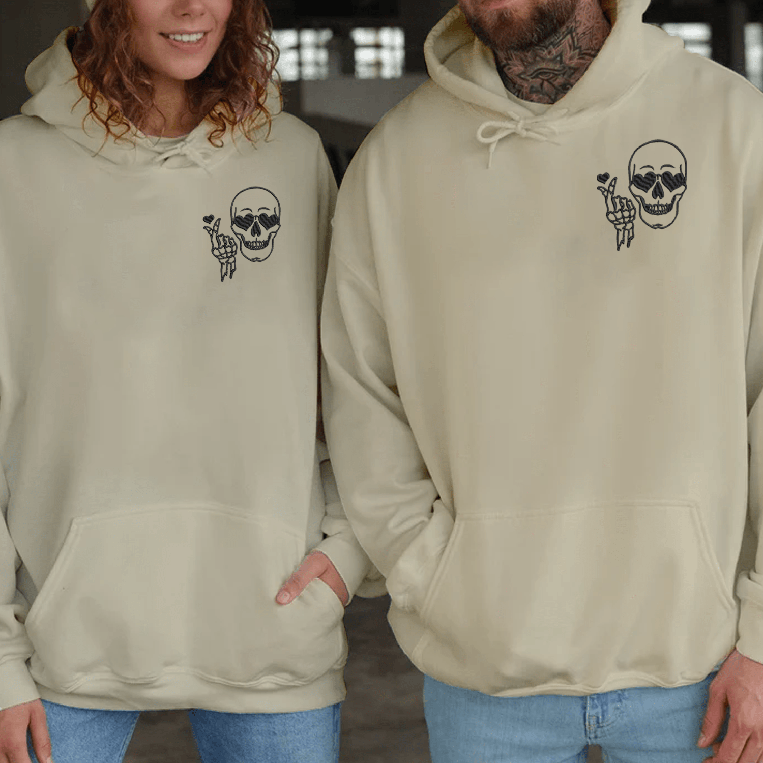 Maturelion Skeleton Skull Couple Hoodie