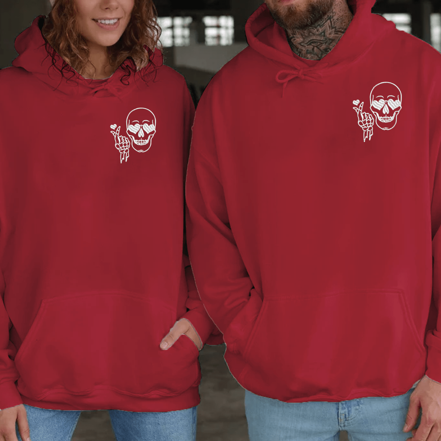 Maturelion Skeleton Skull Couple Hoodie