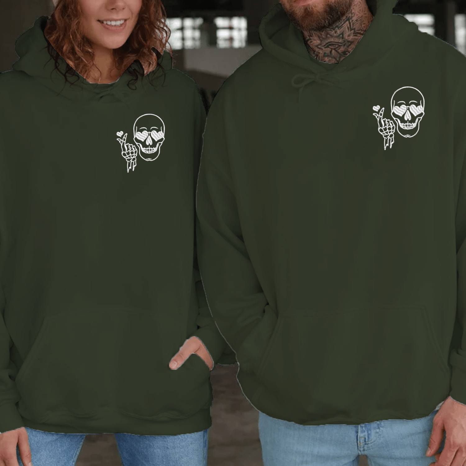 Maturelion Skeleton Skull Couple Hoodie