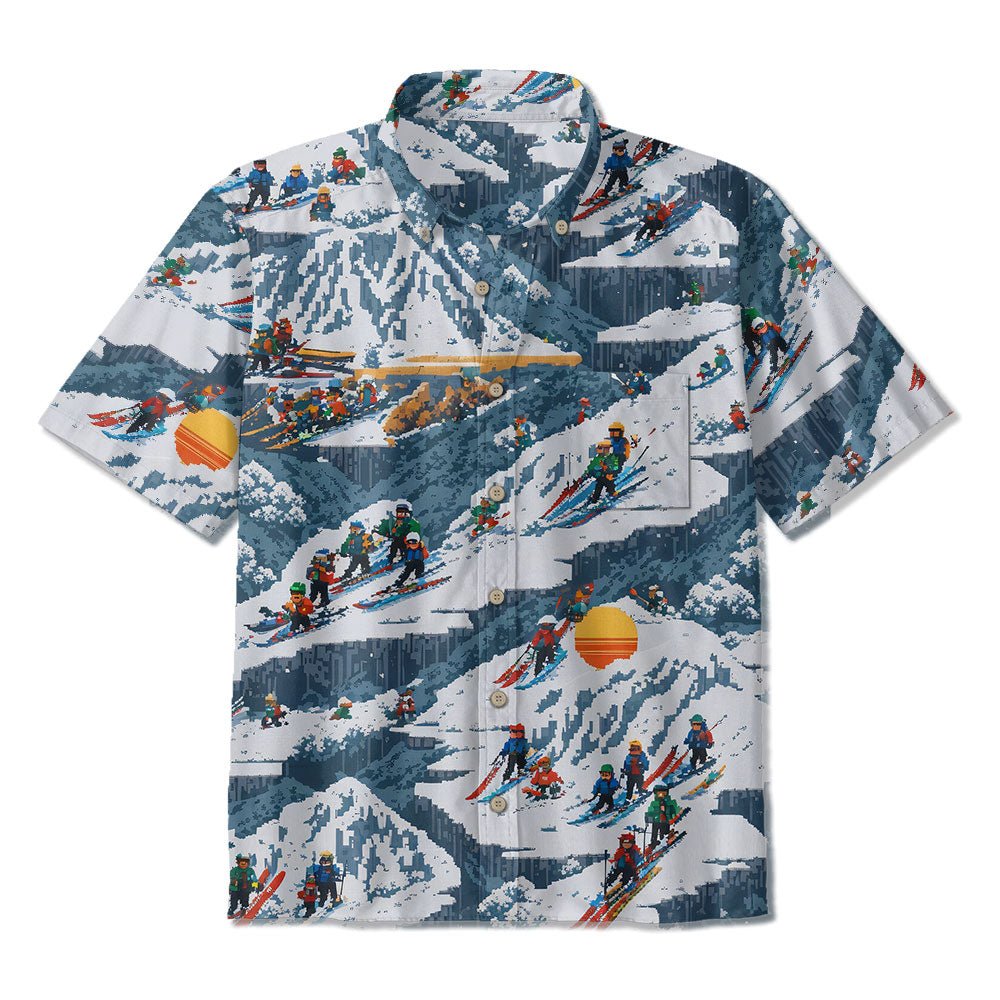 Maturelion Men's Cuban Collar Tiger Pattern Beach Hawaiian Shirt