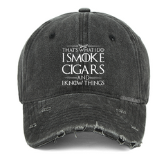 Maturelion That's What I Do I Smoke Cigars And I Know Things Washed Vintage Cap
