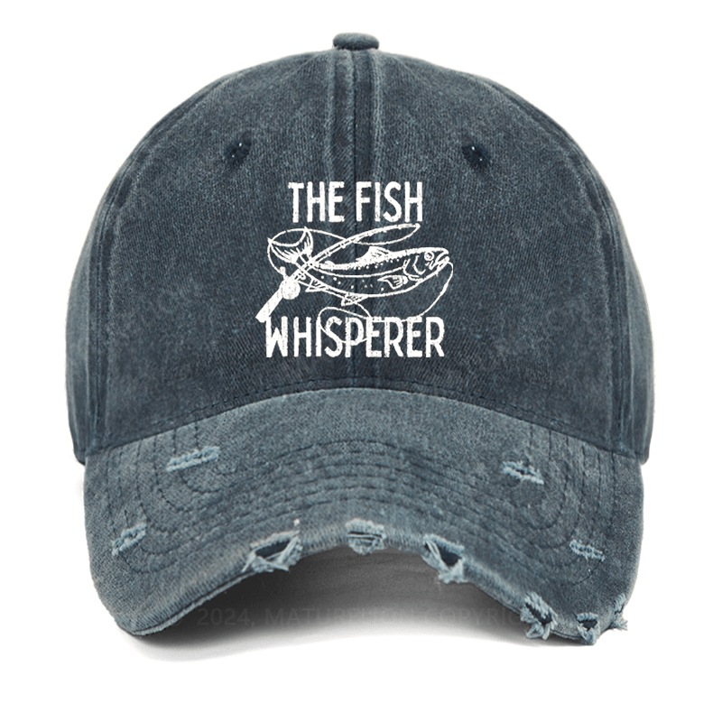 Maturelion The Fish Whisperer Funny Fishing Washed Vintage Cap