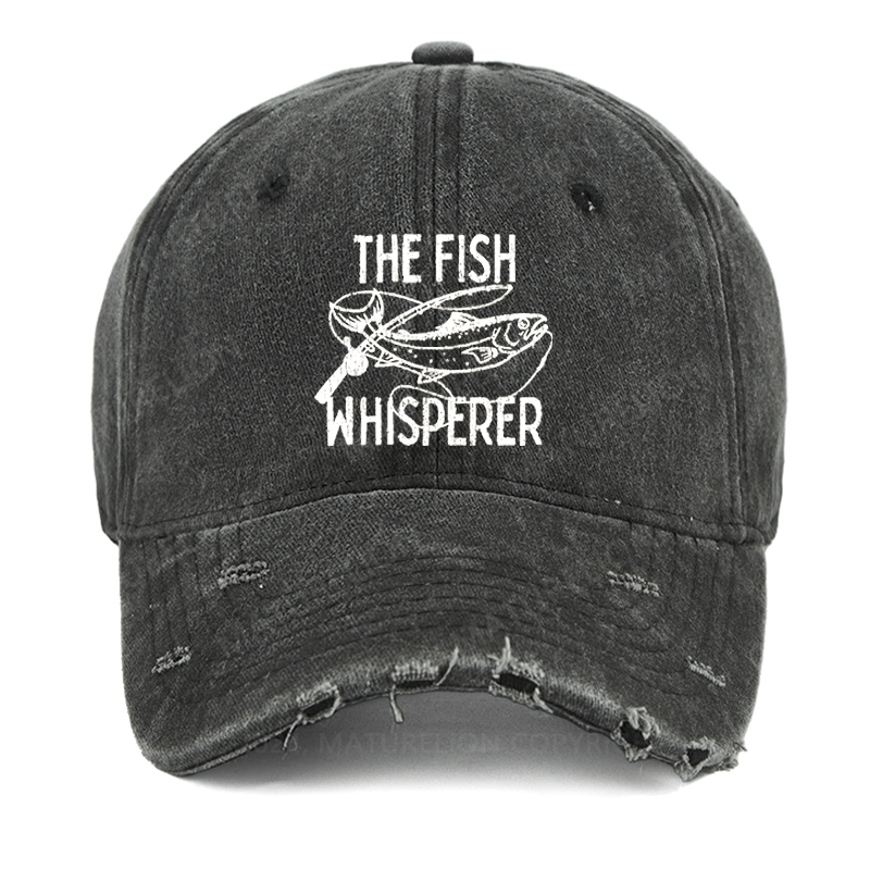 Maturelion The Fish Whisperer Funny Fishing Washed Vintage Cap