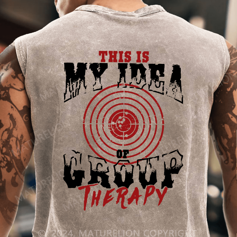 Maturelion This Is My Idea Of Group Therapy Vintage Washed Tank Top