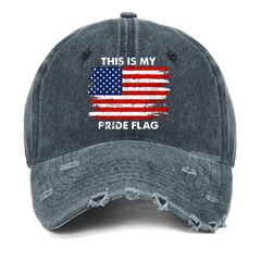 Maturelion This Is My Pride Flag USA Flag Print  Washed Vintage Cap