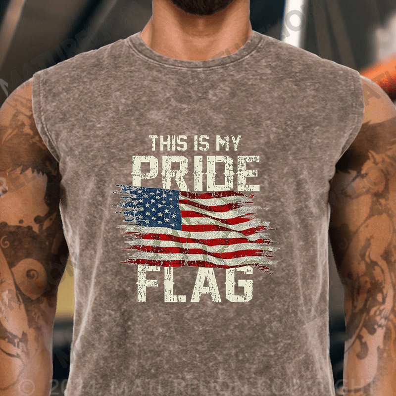 Maturelion  This Is My Proud Flag 4th of July Vintage Washed Tank Top