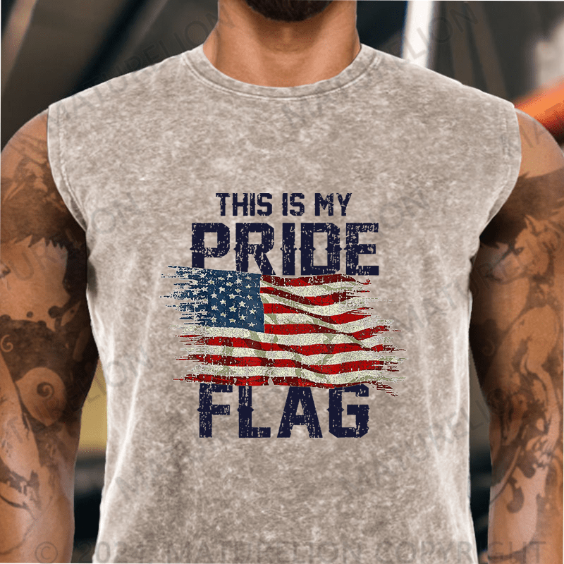 Maturelion  This Is My Proud Flag 4th of July Vintage Washed Tank Top