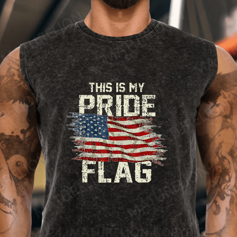 Maturelion  This Is My Proud Flag 4th of July Vintage Washed Tank Top