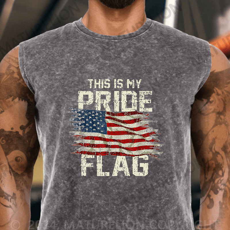 Maturelion  This Is My Proud Flag 4th of July Vintage Washed Tank Top