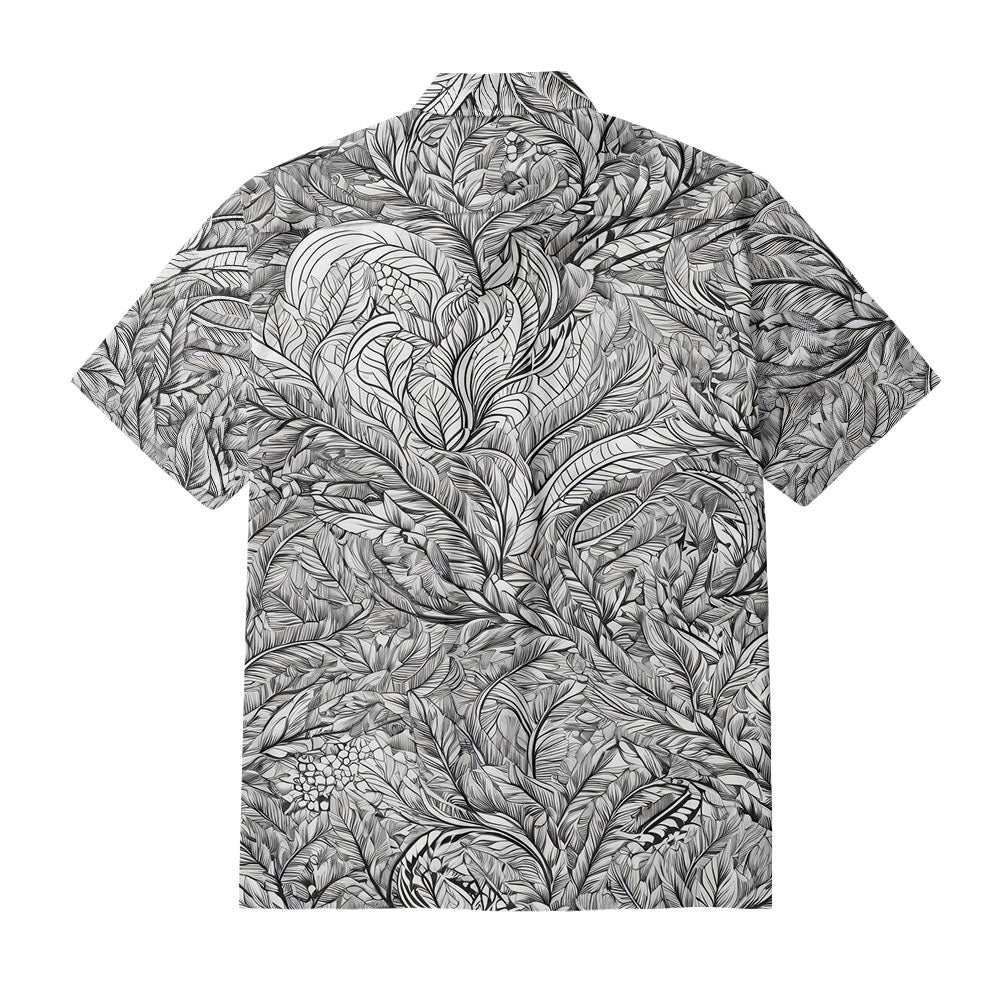 Maturelion Total Stretch Slim Fit Leaf Print Cotton Hawaiian T-Shirt