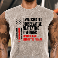 Maturelion  Unvaccinated Conservative Meat Eating Gun Owner Funny Offended DTG Printing Tank Top