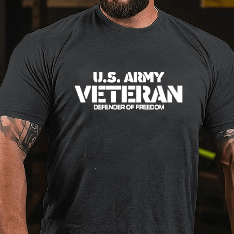 Maturelion Us Army Veteran Defender Of Freedom Cotton T-Shirts