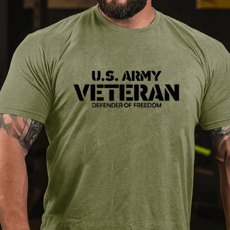 Maturelion Us Army Veteran Defender Of Freedom Cotton T-Shirts