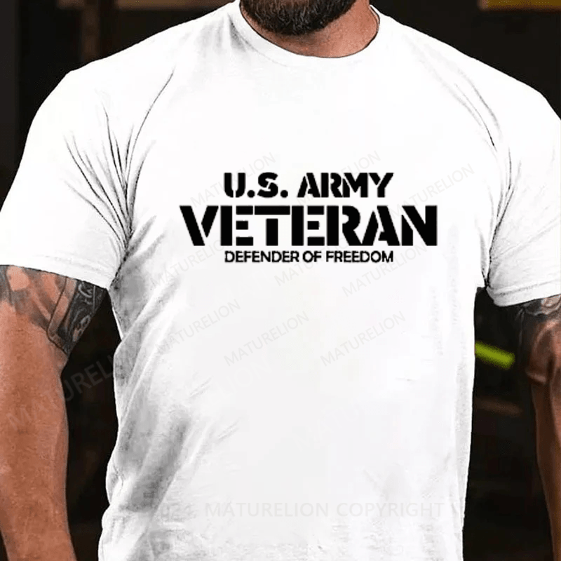 Maturelion Us Army Veteran Defender Of Freedom Cotton T-Shirts