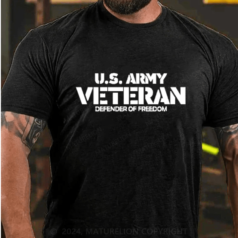 Maturelion Us Army Veteran Defender Of Freedom Cotton T-Shirts