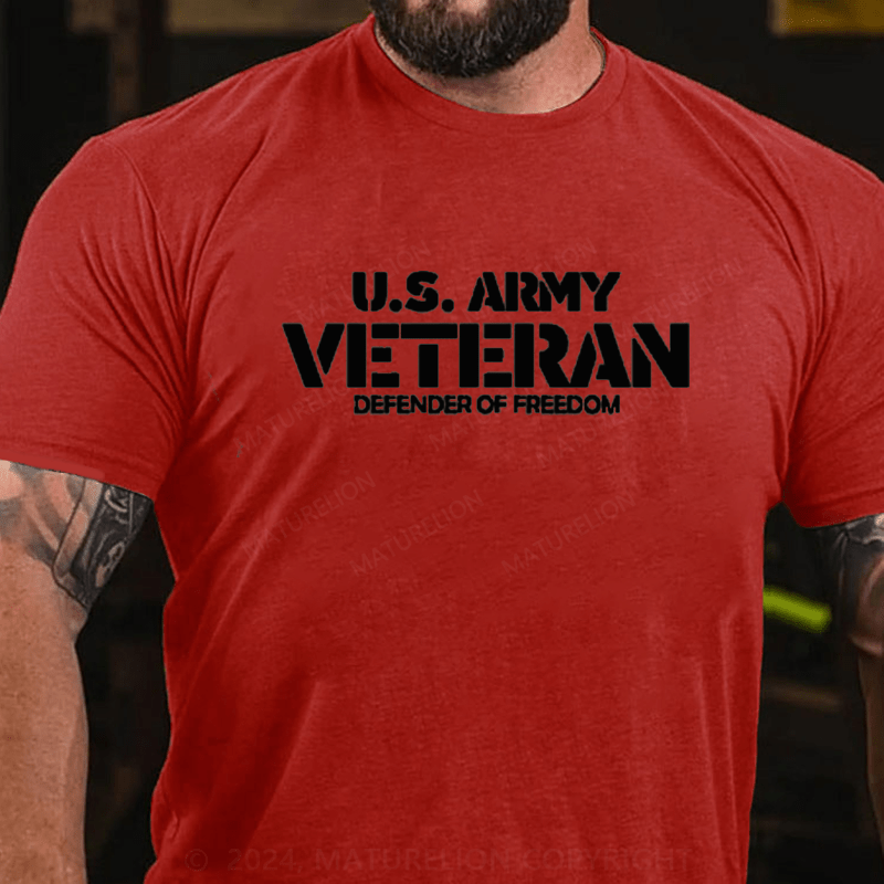 Maturelion Us Army Veteran Defender Of Freedom Cotton T-Shirts