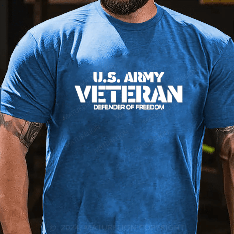 Maturelion Us Army Veteran Defender Of Freedom Cotton T-Shirts