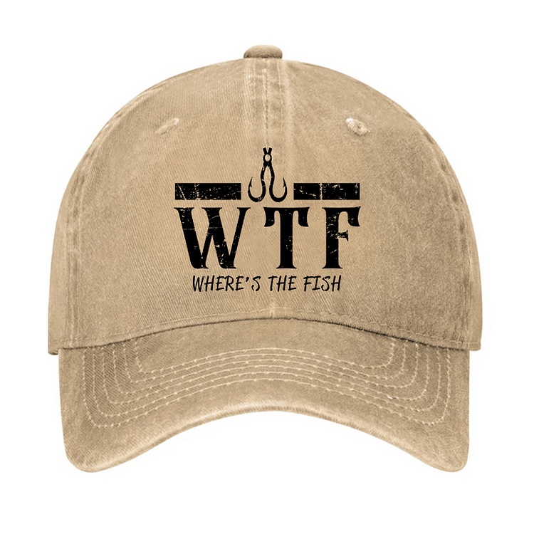 Maturelion WTF Where is the Fish Funny Fishing Quote Cap