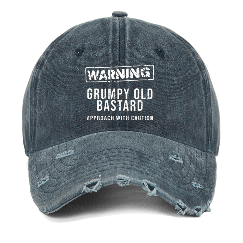 Maturelion Warning Grumpy Old Bastard Approach With Caution Funny Washed Vintage Cap