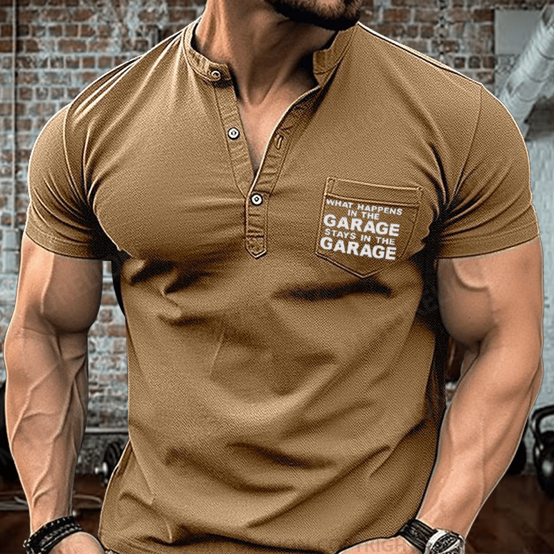 Maturelion What Happens In The Garage Stays In The Garage Henley Shirt