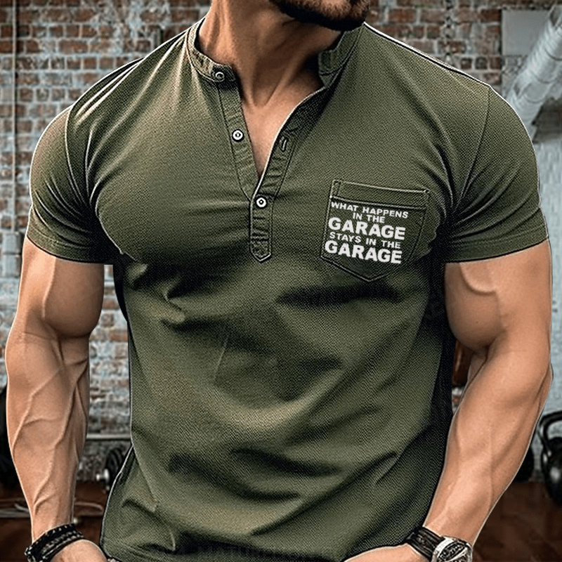 Maturelion What Happens In The Garage Stays In The Garage Henley Shirt