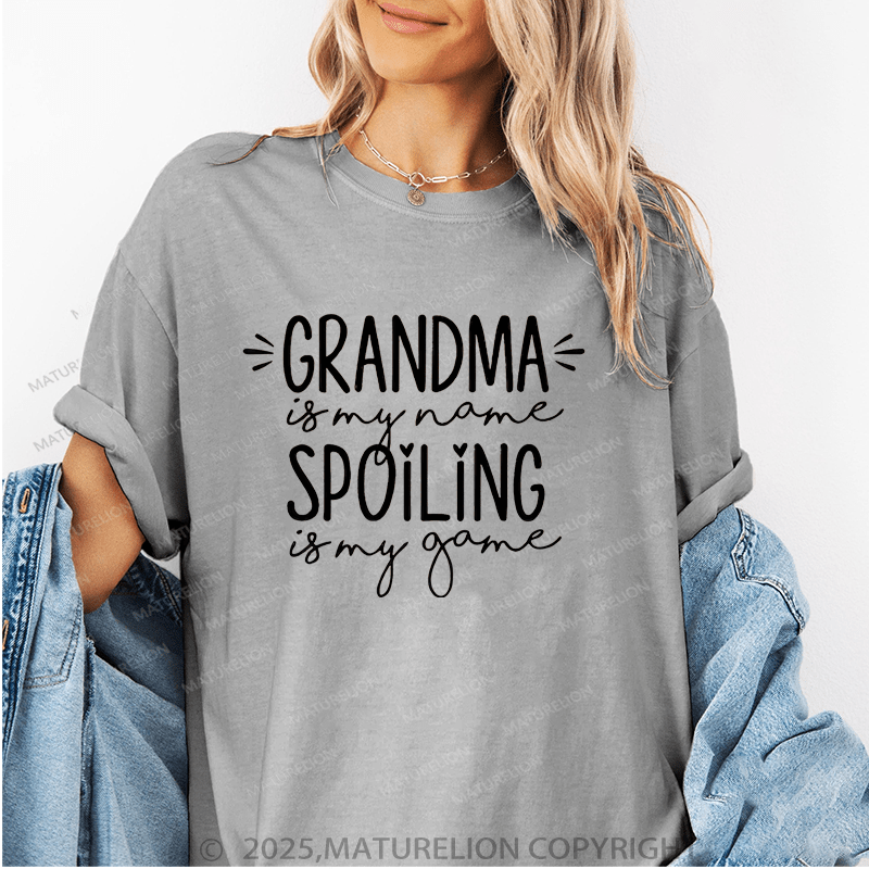 Maturelion Women T-Shirt Grandma Is My Name Spoiling Is My Game Funny T-Shirt