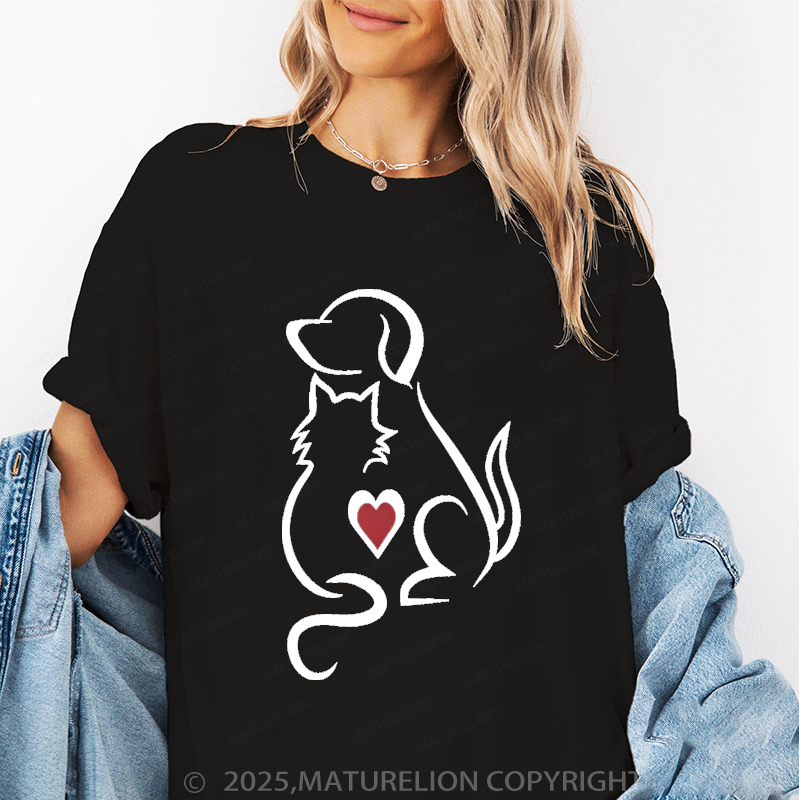 Maturelion Women T-Shirt Like Dogs And Cats T-Shirt