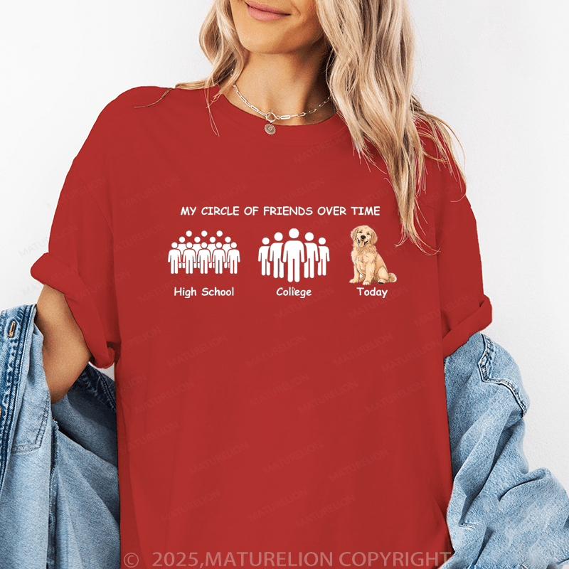 Maturelion Women T-Shirt My Circle Of Friends Over Time High School College Today Funny T-Shirt