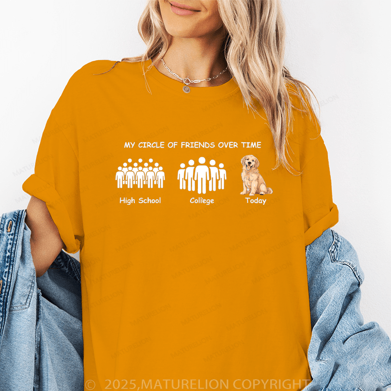 Maturelion Women T-Shirt My Circle Of Friends Over Time High School College Today Funny T-Shirt