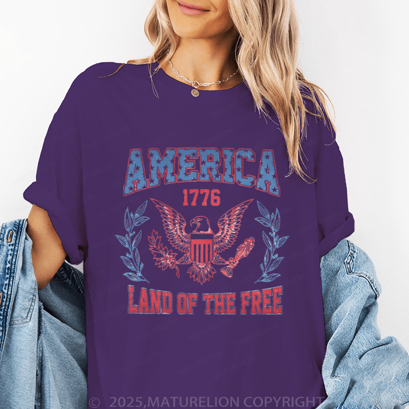 Maturelion Women's T-Shirt America 1776 Land Of The Free Funny T-Shirt