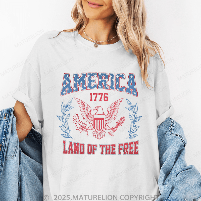 Maturelion Women's T-Shirt America 1776 Land Of The Free Funny T-Shirt