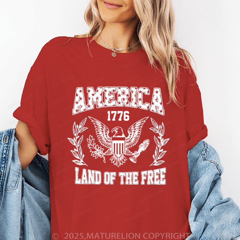 Maturelion Women's T-Shirt America 1776 Land Of The Free Funny T-Shirt