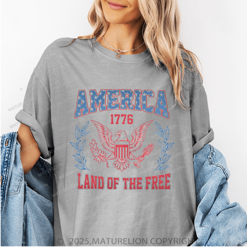 Maturelion Women's T-Shirt America 1776 Land Of The Free Funny T-Shirt