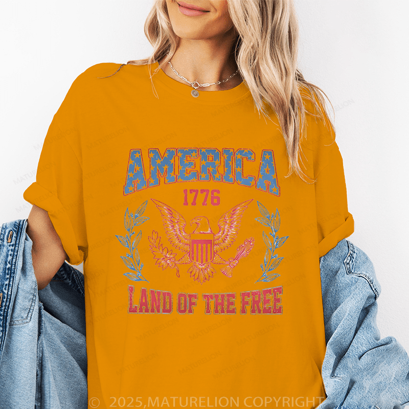 Maturelion Women's T-Shirt America 1776 Land Of The Free Funny T-Shirt